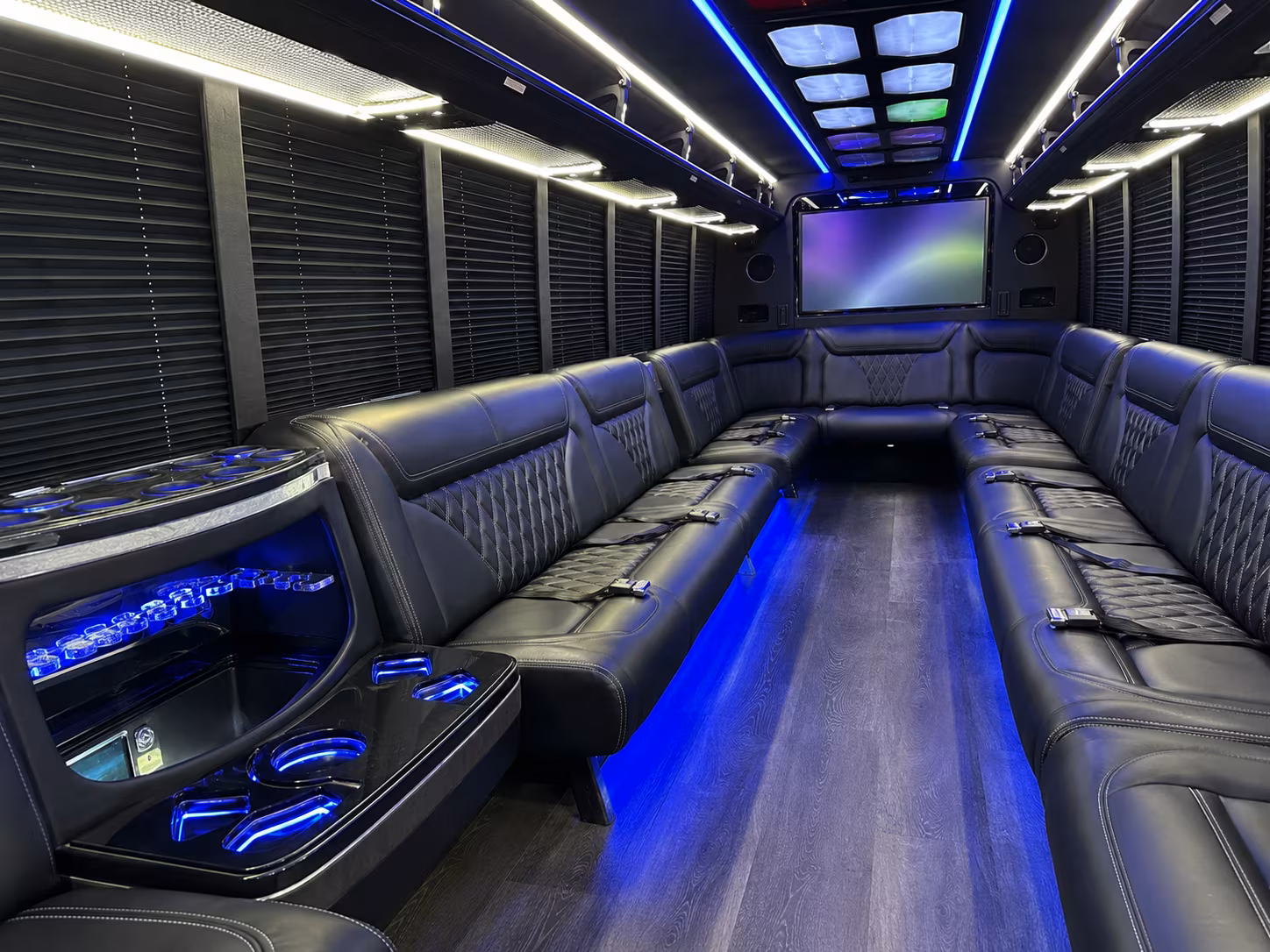 vineland 20 passenger party bus inside